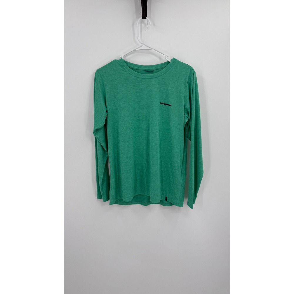 Patagonia Capilene Cool Daily Long Sleeve Shirt Mens Medium Green Trout Graphic